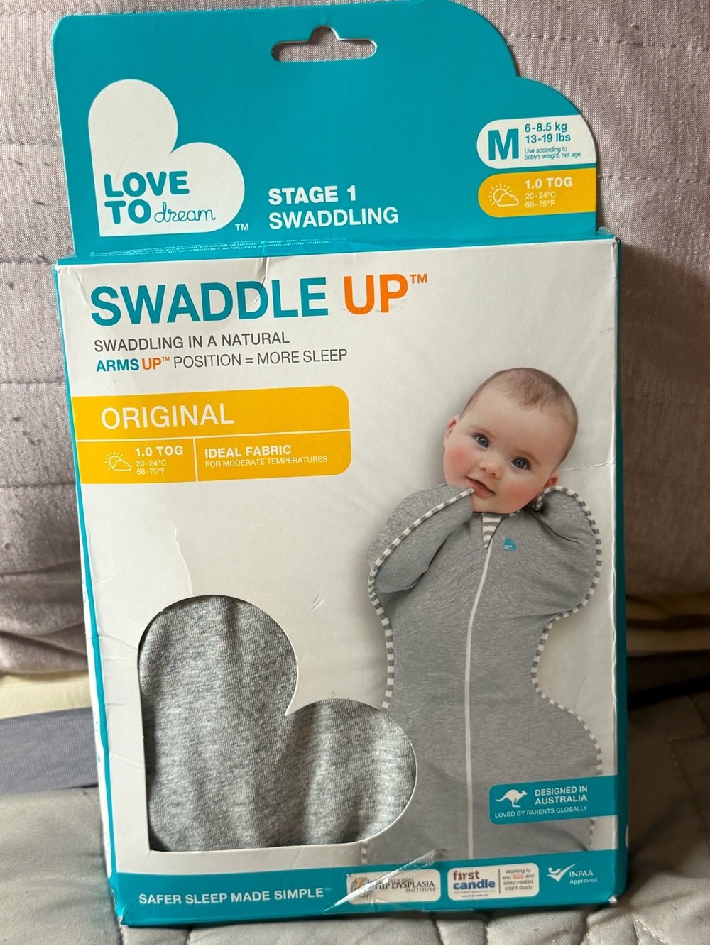 NEW Love To Dream Swaddle Up Baby Sleep Sack in Heather Gray- Stage 1